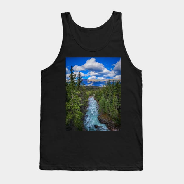 Jasper National Park River Flowing Towards the Mountains V1 Tank Top by Family journey with God